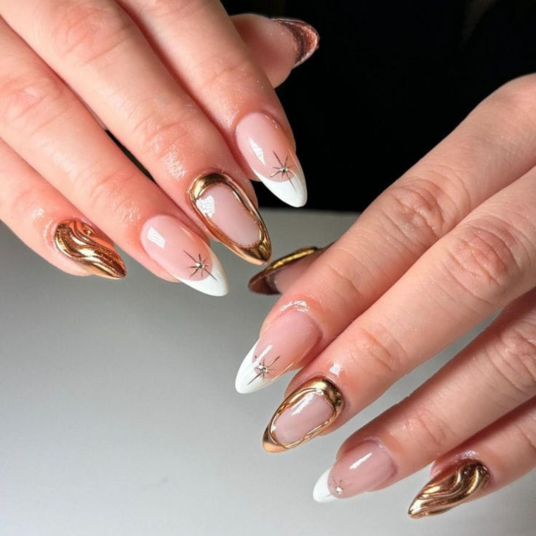 French tip 3D sparkle