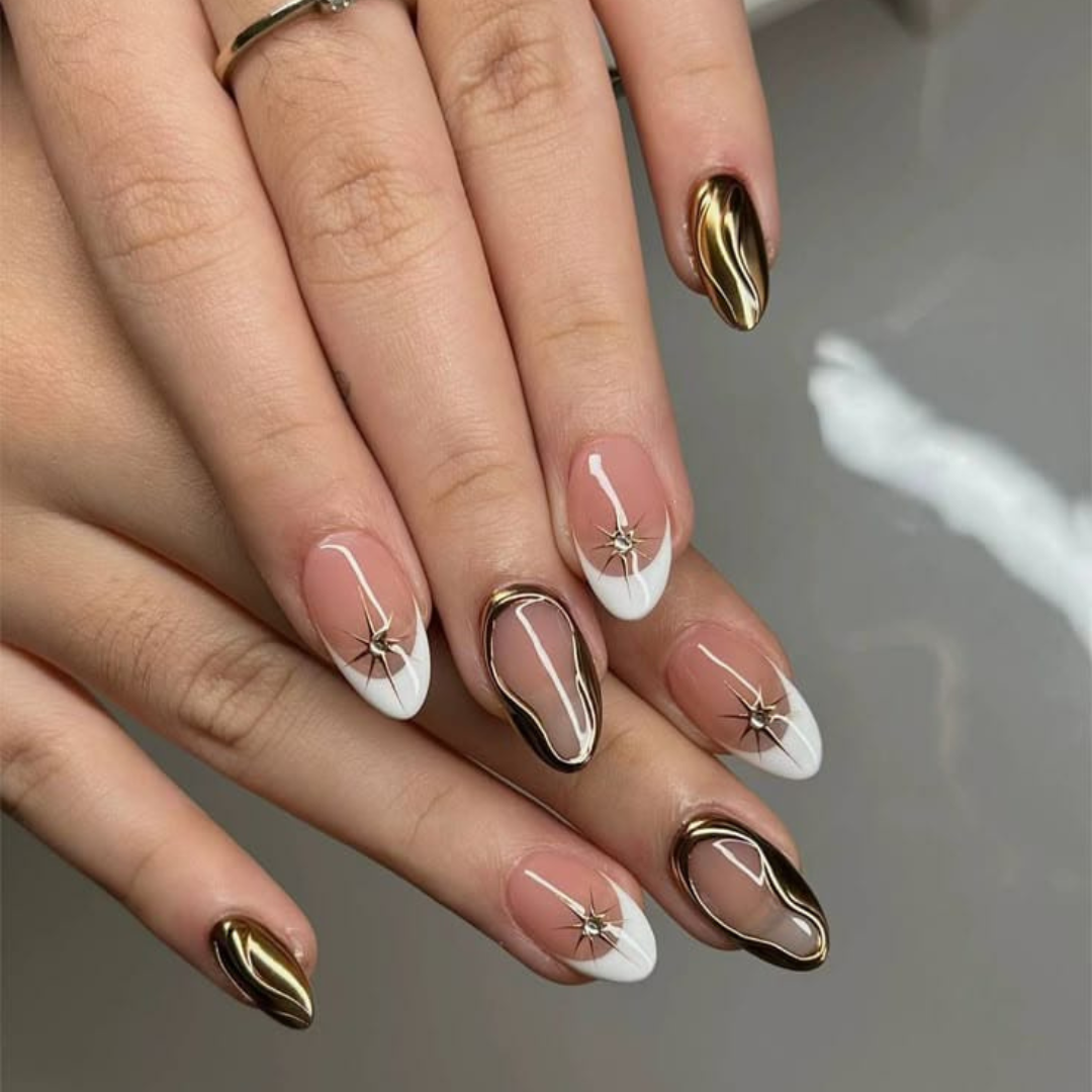 French tip 3D sparkle